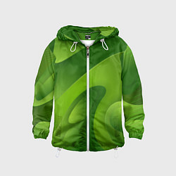 Ветровка с капюшоном детская 3d Green abstract, цвет: 3D-белый