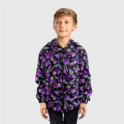 Ветровка с капюшоном детская Геометрический фиолетовый, цвет: 3D-черный — фото 2