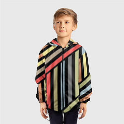 Ветровка с капюшоном детская Абстрактный полосатый узор, цвет: 3D-черный — фото 2