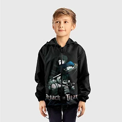 Ветровка с капюшоном детская Леви Аккерман Атака на титанов, цвет: 3D-черный — фото 2