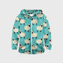 Детская ветровка Овечки паттерн на бирюзовом