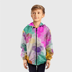 Ветровка с капюшоном детская Абстрактный разноцветный узор, цвет: 3D-черный — фото 2