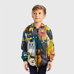 Ветровка с капюшоном детская Крутые коты, цвет: 3D-черный — фото 2