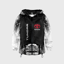 Ветровка с капюшоном детская Toyota Tundra Следы шин, цвет: 3D-черный