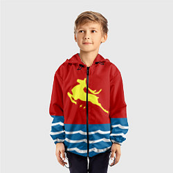 Ветровка с капюшоном детская Герб Магадана, цвет: 3D-черный — фото 2