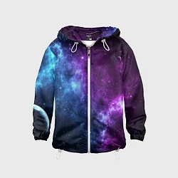 Ветровка с капюшоном детская NEON GALAXY НЕОНОВЫЙ КОСМОС, цвет: 3D-белый