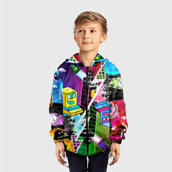 Ветровка с капюшоном детская Geometry Dash: Parallel Worlds, цвет: 3D-черный — фото 2