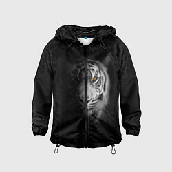 Ветровка с капюшоном детская Тигр черно-белый соты, цвет: 3D-черный