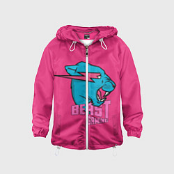 Ветровка с капюшоном детская Mr Beast Gaming Full Print Pink edition, цвет: 3D-белый