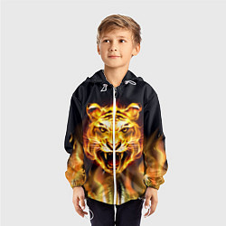 Ветровка с капюшоном детская Тигр В Пламени, цвет: 3D-белый — фото 2