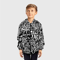 Ветровка с капюшоном детская Arctic monkeys Pattern, цвет: 3D-черный — фото 2
