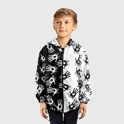 Ветровка с капюшоном детская Death Stranding паттерн логотипов, цвет: 3D-черный — фото 2