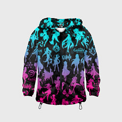 Ветровка с капюшоном детская ГЕНШИН ИМПАКТ НЕОН ПЕРСОНАЖИ ИГРЫ GENSHIN IM ACT L, цвет: 3D-черный