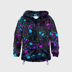 Ветровка с капюшоном детская Брызги неоновые ярких красок, цвет: 3D-черный