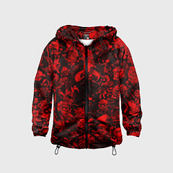 Ветровка с капюшоном детская DOTA 2 HEROES RED PATTERN ДОТА 2, цвет: 3D-черный