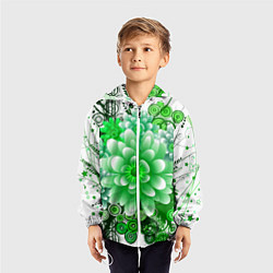 Ветровка с капюшоном детская Яркая пышная летняя зелень, цвет: 3D-белый — фото 2