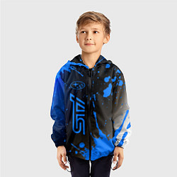 Ветровка с капюшоном детская SUBARU STI Брызги Вертикально, цвет: 3D-черный — фото 2