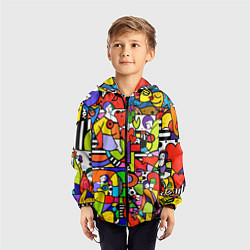 Ветровка с капюшоном детская Romero Britto - love collage, цвет: 3D-черный — фото 2