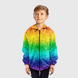 Ветровка с капюшоном детская Блестки радуга, цвет: 3D-черный — фото 2