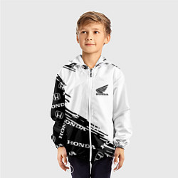 Ветровка с капюшоном детская Honda sport pattern, цвет: 3D-белый — фото 2