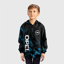 Ветровка с капюшоном детская Opel, Опель геометрия, цвет: 3D-черный — фото 2