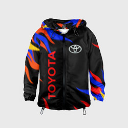 Ветровка с капюшоном детская Toyota Разноцветный огонь, цвет: 3D-черный