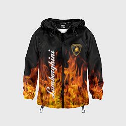 Ветровка с капюшоном детская Lamborghini пламя огня, цвет: 3D-черный