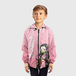 Ветровка с капюшоном детская НЕДЗУКО DEMON SLAYER КЛИНОК, цвет: 3D-черный — фото 2