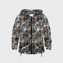 Ветровка с капюшоном детская Волки клипарт wolfs, цвет: 3D-черный