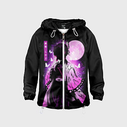 Ветровка с капюшоном детская Шинобу Кочо силуэт Клинок рассекающего демона, цвет: 3D-белый