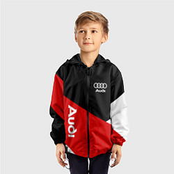 Ветровка с капюшоном детская Audi Ауди Черный Красный Белый, цвет: 3D-черный — фото 2