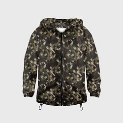 Ветровка с капюшоном детская Раки камуфляж, цвет: 3D-черный
