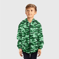 Ветровка с капюшоном детская Зеленый монохромный камуфляж, цвет: 3D-черный — фото 2