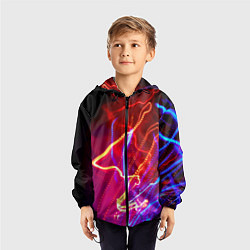 Ветровка с капюшоном детская Neon vanguard pattern Lighting, цвет: 3D-черный — фото 2