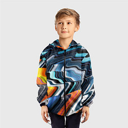 Ветровка с капюшоном детская Abstraction expressive pattern, цвет: 3D-черный — фото 2