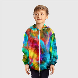 Ветровка с капюшоном детская Цветные всплески Экспрессионизм Абстракция Color S, цвет: 3D-белый — фото 2