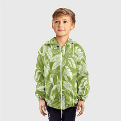 Ветровка с капюшоном детская Зелёные Тропики Лета, цвет: 3D-белый — фото 2