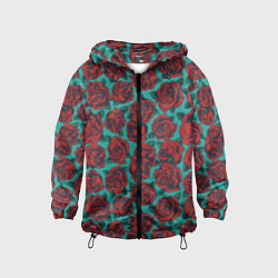 Ветровка с капюшоном детская Розы тату, цвет: 3D-черный
