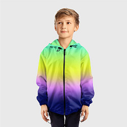 Ветровка с капюшоном детская Разноцветный размытый фон градиент, цвет: 3D-черный — фото 2