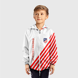 Ветровка с капюшоном детская Atletico madrid красные полосы, цвет: 3D-белый — фото 2