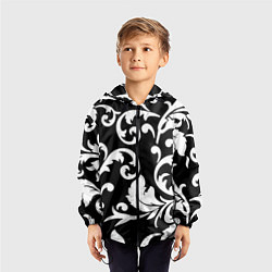 Ветровка с капюшоном детская Minimalist floral pattern, цвет: 3D-черный — фото 2