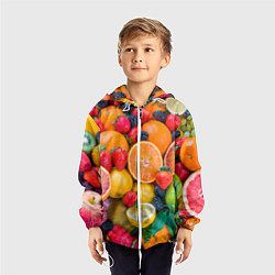 Ветровка с капюшоном детская ABUNDANCE OF FRUITS, цвет: 3D-белый — фото 2
