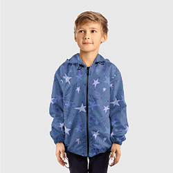 Ветровка с капюшоном детская Gray-Blue Star Pattern, цвет: 3D-черный — фото 2