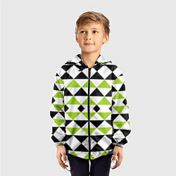 Ветровка с капюшоном детская Geometric shapes triangles треугольники, цвет: 3D-черный — фото 2