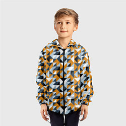 Ветровка с капюшоном детская Полигональный геометрический узор, цвет: 3D-черный — фото 2