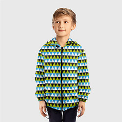 Ветровка с капюшоном детская Геометрические треугольники, цвет: 3D-черный — фото 2
