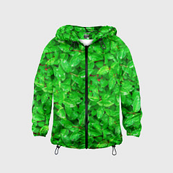 Ветровка с капюшоном детская Зелёные листья - текстура, цвет: 3D-черный