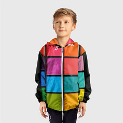 Ветровка с капюшоном детская Абстрактный набор красок-паттернов, цвет: 3D-белый — фото 2