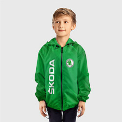 Ветровка с капюшоном детская Skoda abstraction sport, цвет: 3D-черный — фото 2
