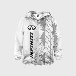 Ветровка с капюшоном детская Infiniti speed на светлом фоне со следами шин: по-, цвет: 3D-белый